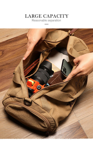 Male Large Capacity Canvas Travel Bags Men Fitness Sports Training Handbag With Shoes Pocket Black Khaki Shoulder Bag XA32M ALODIA STORE