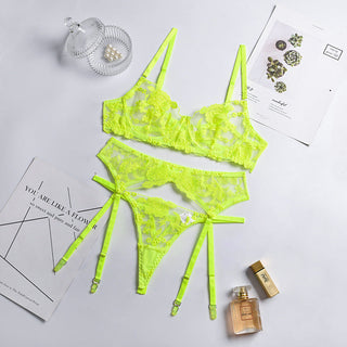 Ellolace Sexy Lingerie Exotic Costumes Lace Transparent Underwear Women Sensual Lingerie Woman Porn Erotic Lingerie 3 Pieces ALODIA STORE