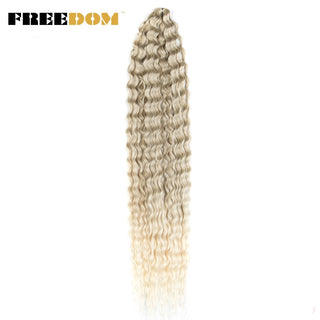 FREEDOM Synthetic Long Curly Wave Crochet Hair 32 Inch Synthetic Braiding Hair Natural Wavy Ombre Blonde Red Hair Extensions ALODIA STORE