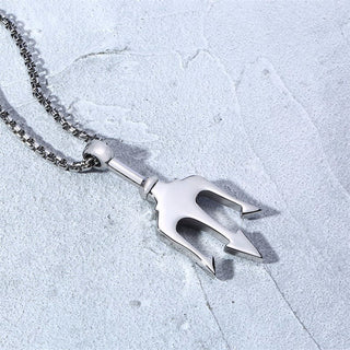 Necklace Man,Neptune Trident Pendant Necklace, Stainless Steel Men Statement Necklaces Sea Lover Gift ALODIA STORE