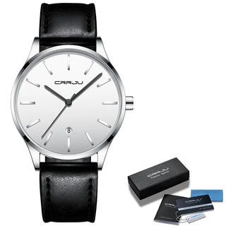 Mens Watches CRRJU Full Steel Casual Waterproof Watch for Man Leather Quartz Watch Men's Dress Calendar Watch Relogio Masculino ALODIA STORE