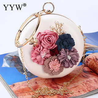 Pink Round Flower Clutch Bag ALODIA STORE