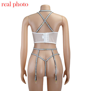 Echonight Sequin Lingerie Set Sexy Push up Women's Underwear Set Lace Bra 3 Piece Set Padded Bra and Thong Lingerie Dropshipping ALODIA STORE