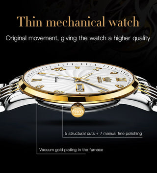OLEVS Top Brand Automatic Mechanical Men Watch Threaded Dial Waterproof Stainless Steel Strap Classic Men's Watches Luxury ALODIA STORE