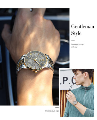 OLEVS Top Brand Automatic Mechanical Men Watch Threaded Dial Waterproof Stainless Steel Strap Classic Men's Watches Luxury ALODIA STORE