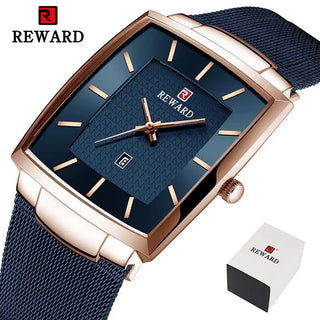 REWARD Top Brand Men's Watch Business Relogio Masculino Square Quartz Man Watch Men Wristwatch Full Steel Waterproof Male Watch ALODIA STORE