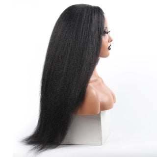 Long Kinky Straight Synthetic Wigs for Black Women Black Brown Blonde Ginger Red White Hair Afro Wigs Synthetic STW Hair Wigs ALODIA STORE