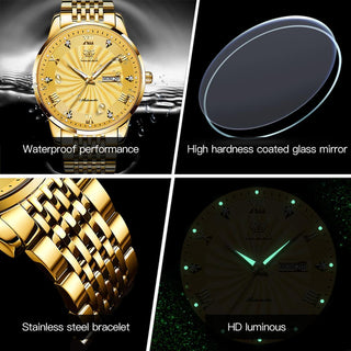 OLEVS Top Brand Automatic Mechanical Men Watch Threaded Dial Waterproof Stainless Steel Strap Classic Men's Watches Luxury ALODIA STORE