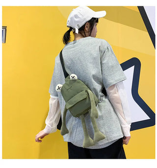 Personality Girl Small Bag Cartoon Cute Frog Bag Casual Messenger Bag Chest Bag Unisex Shoulder Crossbody Bag Nylon Women Bag ALODIA STORE