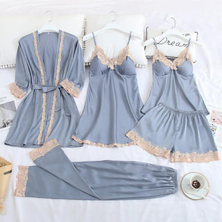 Sexy Lady Women Satin Short Kimono Robe Pajamas Bathrobe Print Floral Sleepwear Soft Wedding Bride Bridesmaid Homewear ALODIA STORE