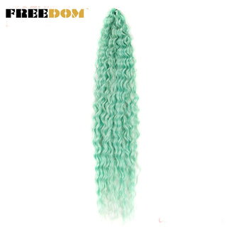 FREEDOM Synthetic Long Curly Wave Crochet Hair 32 Inch Synthetic Braiding Hair Natural Wavy Ombre Blonde Red Hair Extensions ALODIA STORE