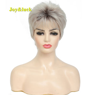 Short Ombre Blonde Wig Synthetic Bob Straight Hair With Bangs Women Natural Daily Wear Wig ALODIA STORE