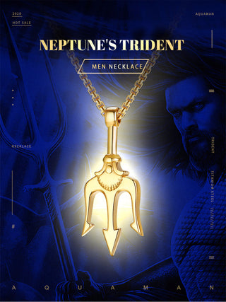 Necklace Man,Neptune Trident Pendant Necklace, Stainless Steel Men Statement Necklaces Sea Lover Gift ALODIA STORE
