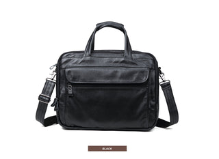 Large Men Leather Handbgs Male Genuine Leather Business Travel Brifcases Bag Men's 15.6 Inch Laptop Shoulder Bag Business A4 Bag ALODIA STORE