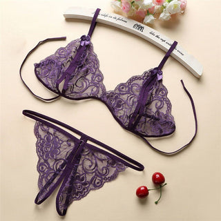 Sexy Lingerie Women Push Up With Lace Straps Transparent Bra Panties Embroidered See Through Comfortable Lingerie Sets Bras ALODIA STORE