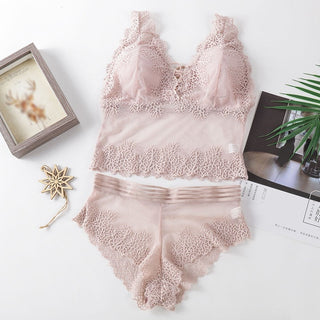 Fashion Female Bra Aet Sexy Lace Tube Top Women Gather Bra Panties Underwear Set ALODIA STORE