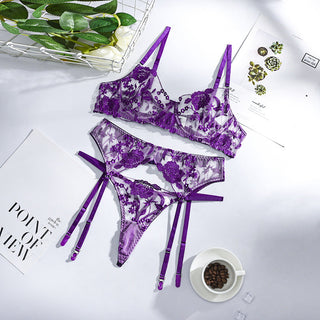 Ellolace Sexy Lingerie Exotic Costumes Lace Transparent Underwear Women Sensual Lingerie Woman Porn Erotic Lingerie 3 Pieces ALODIA STORE