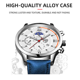 Fashion Mens Sports Watches Man Business Quartz Wristwatch Luxury Black Leather Bracelet Men Casual Luminous Clock Watch ALODIA STORE
