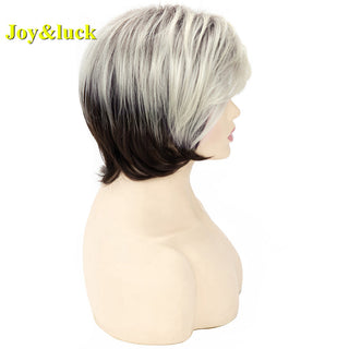 Short Ombre Blonde Wig Synthetic Bob Straight Hair With Bangs Women Natural Daily Wear Wig ALODIA STORE