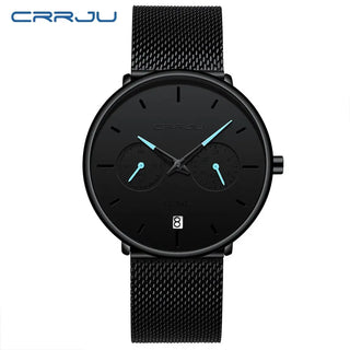 Mens Watches CRRJU Full Steel Casual Waterproof Watch for Man Sport Quartz Watch Men's Dress Calendar Watch Relogio Masculino ALODIA STORE