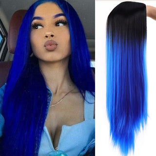 SHANGKE Synthetic Cosplay Wig Long Straight Middle Part Hair Blonde Pink Black Heat Resistant Fiber Long Hair Wigs For Women ALODIA STORE