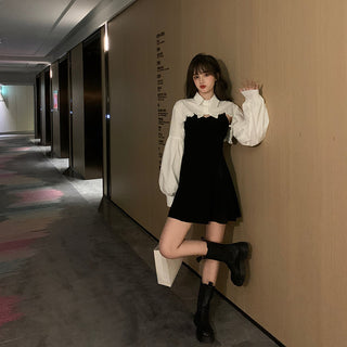 Elegant Party Dress Women Long Sleeve Sweet Empire High Street Mini Dress Gothic Y2k Dress ALODIA STORE
