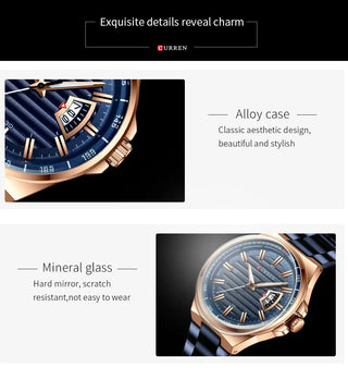 Top Brand CURREN Luxury Quartz Watches for Men Wrist Watch Classic Silver Stainless Steel Strap Men's Watch Waterproof 30M ALODIA STORE