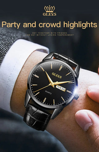 OLEVS Top Brand  Men Classic Quartz Waterproof Watch Leather Strap Business Popular Casual Men Watch ALODIA STORE