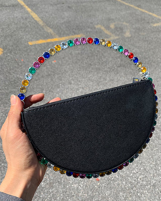 Luxury Colored Diamond Half Moon Women Purses and Handbags Evening Bag Serpentine Designer Party Clutch Bag Chic Wedding Bag ALODIA STORE