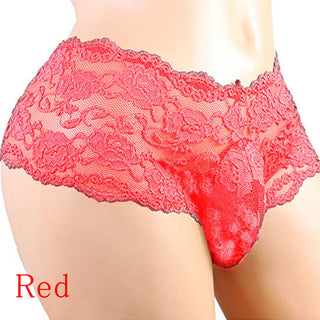 Sexy Panties Plus Size Lace Sissy Men's Underwear Sexy Lingerie Male Breathable Jockstrap Briefs G-String Thongs Porno Underpant ALODIA STORE