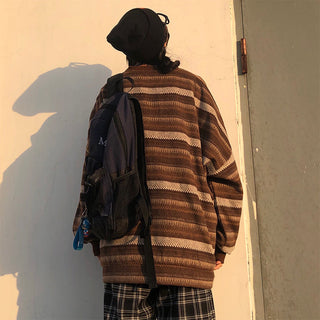 Unisex oversized Women Striped Kn Japanese ALODIA STORE