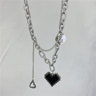 New Senior Fashion Women Pendant Necklaces Fine Double Link Chain Metal Heart Party Necklace Jewelry Gift ALODIA STORE