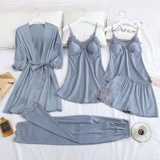 Sexy Lady Women Satin Short Kimono Robe Pajamas Bathrobe Print Floral Sleepwear Soft Wedding Bride Bridesmaid Homewear ALODIA STORE