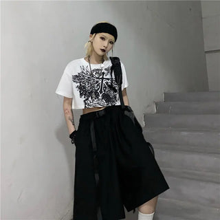Gothic Style Crop Top Harajuku Graphic T Shirt for Women Ulzzang Korean Tshirt Summer Tee Croptop Goth Clothes Short Sleeve y2k ALODIA STORE