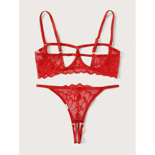 Ellolace Lingerie Set Sexy Hollow Out Lingerie Underwear Set Women's Push Up Bra Erotic Lingerie Sex Underwear For Women ALODIA STORE
