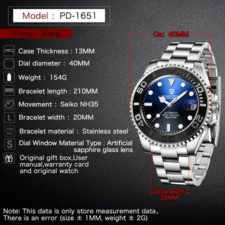 PAGANI Design Men Automatic Watch Sapphire Luxury Mechanical Wristwatch Stainless Steel Waterproof Watch Men relogio masculino ALODIA STORE