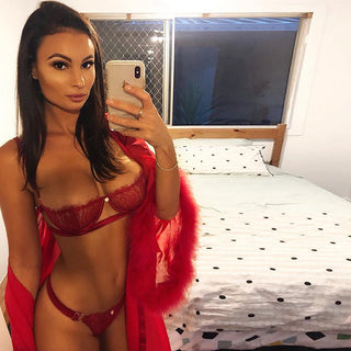 Ellolace Sexy Women's Underwear Lingerie See Through Bra Low Cup Lace Underwear Set Sexy Lingerie Set Bra And Panty Set alodia store