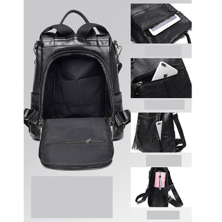 New Women Backpacks Soft Leather Fashion Casual Tassel ALODIA STORE