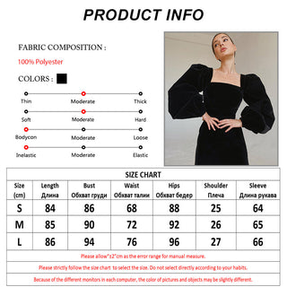 Mnealways18 Evening Puff Sleeve Women Velvet Dress Winter Black Sexy Bodycon Dress Square Collar Mini Party Dresses Elegant 2023 ALODIA STORE