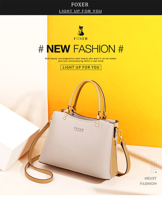 FOXER Elegant Bag Leather Lady Handbag Simple Tote bag ALODIA STORE