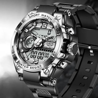 Relogio Masculino 2022 LIGE Sport Men Quartz Digital Watch Creative Diving Watches Men Waterproof Alarm Watch Dual Display Clock ALODIA STORE