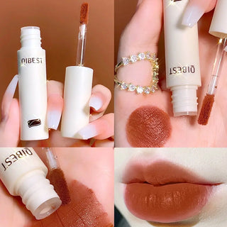 QIBEST Lip Gloss 8 Colors Nude Matte Chocolate Lipstick Waterproof Long Lasting Women Red Lip Tint Velvet Lip Glaze Cosmetics ALODIA STORE