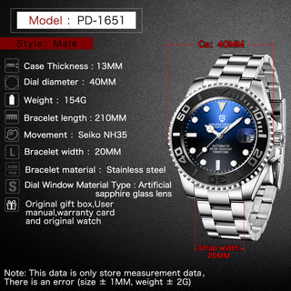 PAGANI Design Men Automatic Watch Sapphire Luxury Mechanical Wristwatch Stainless Steel Waterproof Watch Men relogio masculino ALODIA STORE