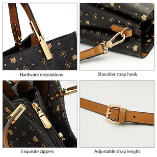 FOXER Business Lady Elegant Handbag Large Capacity Commuter Totes Style Signature Bag for Women Monogram PVC Purse Shoulder Bags ALODIA STORE