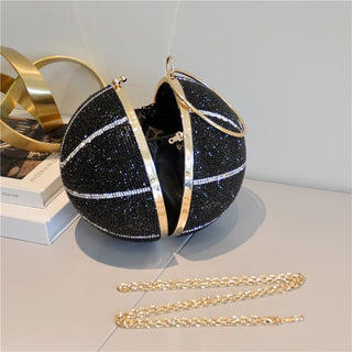 Luxury Basketball Diamond Party Evening Bag Purses and Handbag for Women Ball Shape Shoulder Bag Clutch Designer Crossbody Bag ALODIA STORE