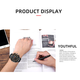 Fashion Mens Sports Watches Man Business Quartz Wristwatch Luxury Black Leather Bracelet Men Casual Luminous Clock Watch ALODIA STORE