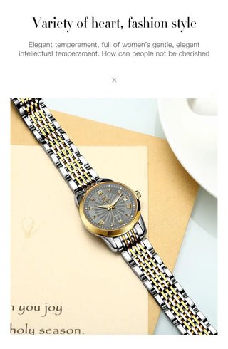 OLEVS Luxury Brand Ladides Automatic Mechanical Wristwatch Waterproof Stainless Steel Simple Watch For Women Gift for girl ALODIA STORE