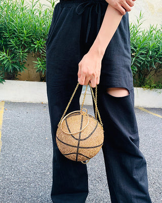Luxury Basketball Diamond Party Evening Bag Purses and Handbag for Women Ball Shape Shoulder Bag Clutch Designer Crossbody Bag ALODIA STORE