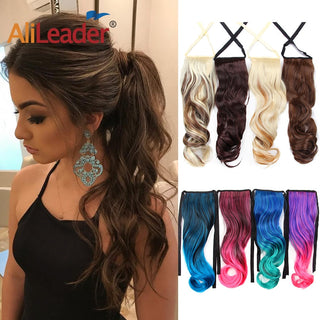 Synthetic Ponytails 20Inch Long Straight  Pony Tail Hair Extensions Drawstring Ponytail Clip In Fake Hair Tail Ombre ALODIA STORE
