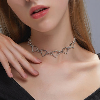 Kpop Vintage Harajuku Goth Metal Heart Neck Chains Choker Grunge Necklaces For Women Egirl Cosplay Aesthetic Accessories Jewelry ALODIA STORE